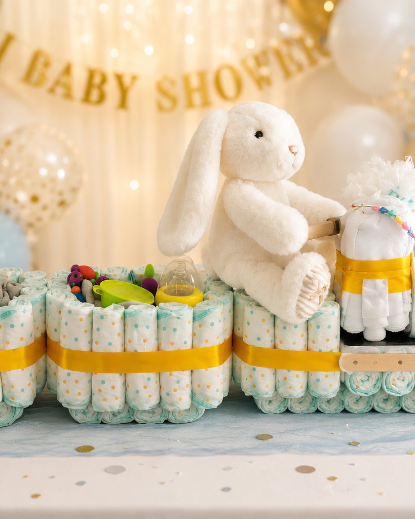 Blue and Gold Nappy Train by Honey