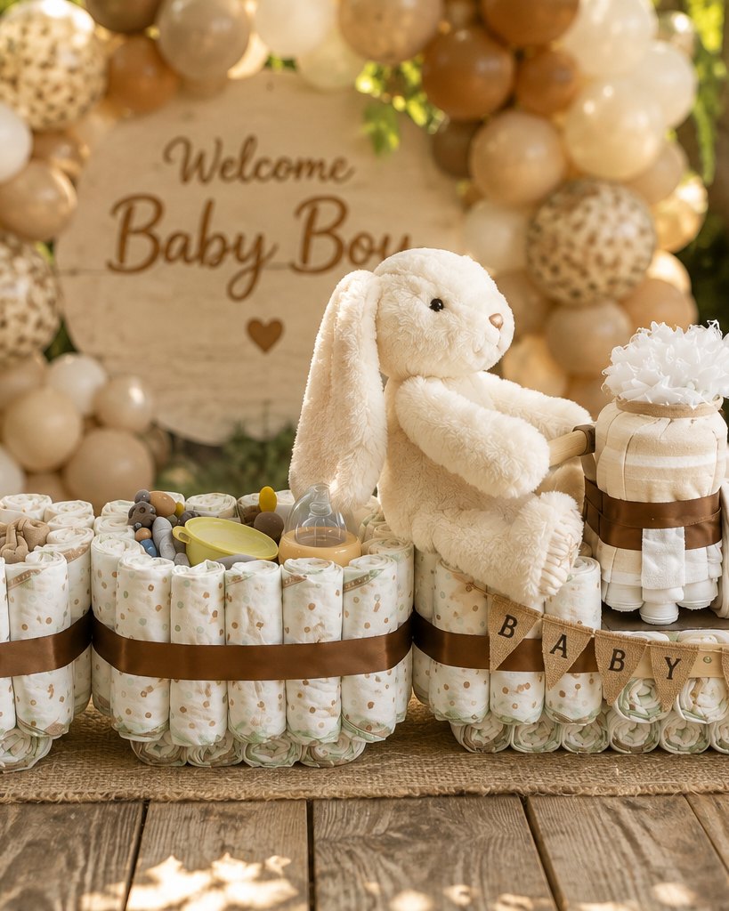 Neutral and Tan Nappy Train by Honey