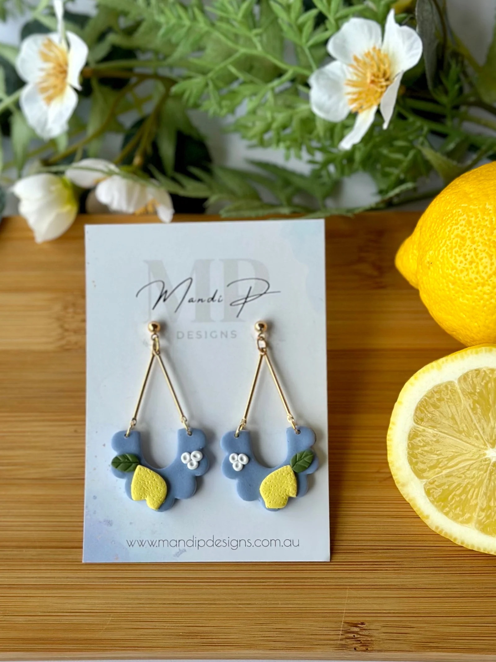 Alice Lemonade dangle earrings by Mandi P Designs