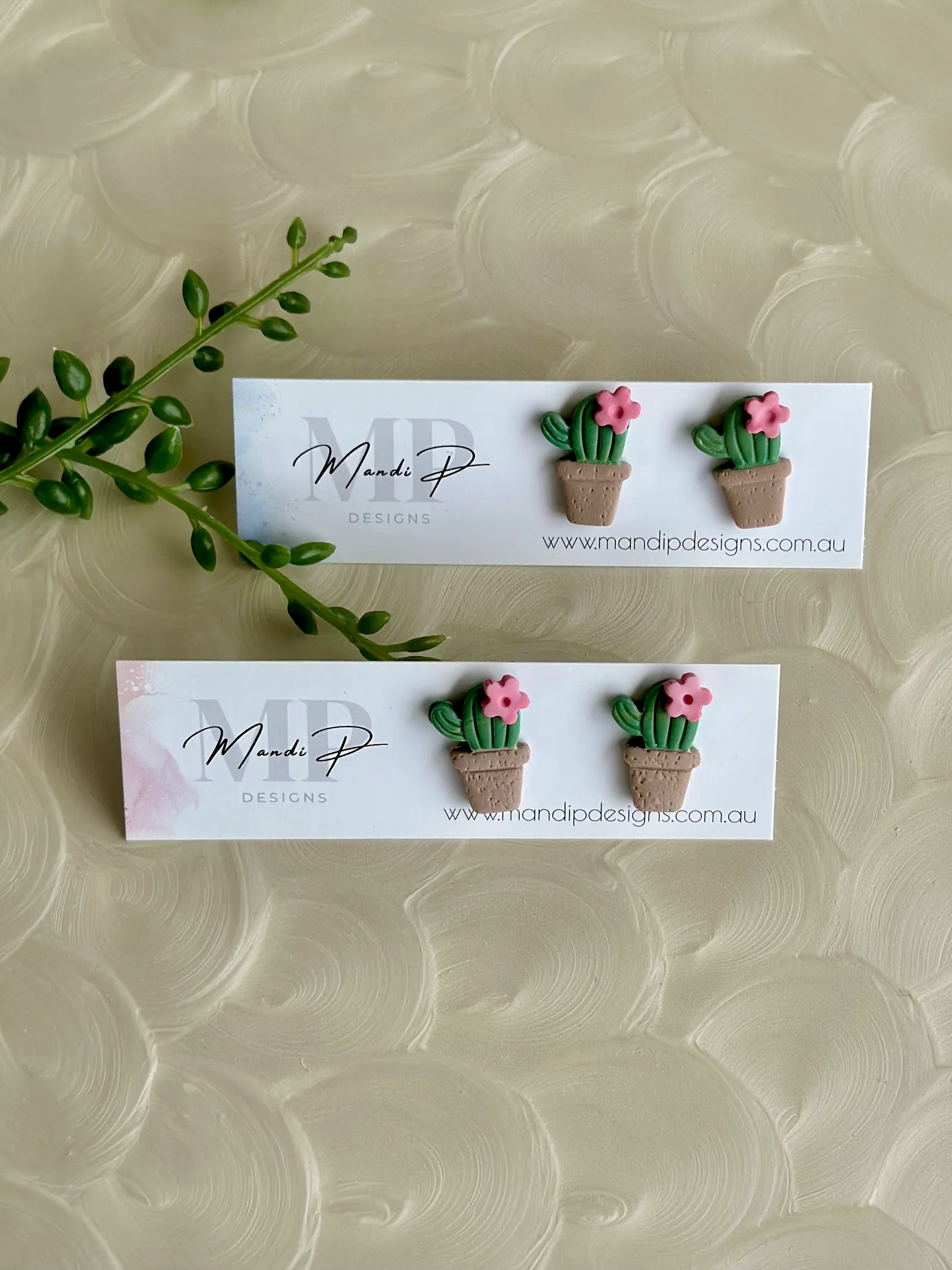 Cactus Stud earrings in Argentine by Mandi P Designs