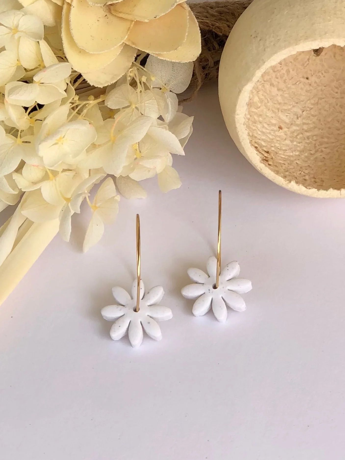 Daisy Hoop earrings in Chalk by Mandi P Designs