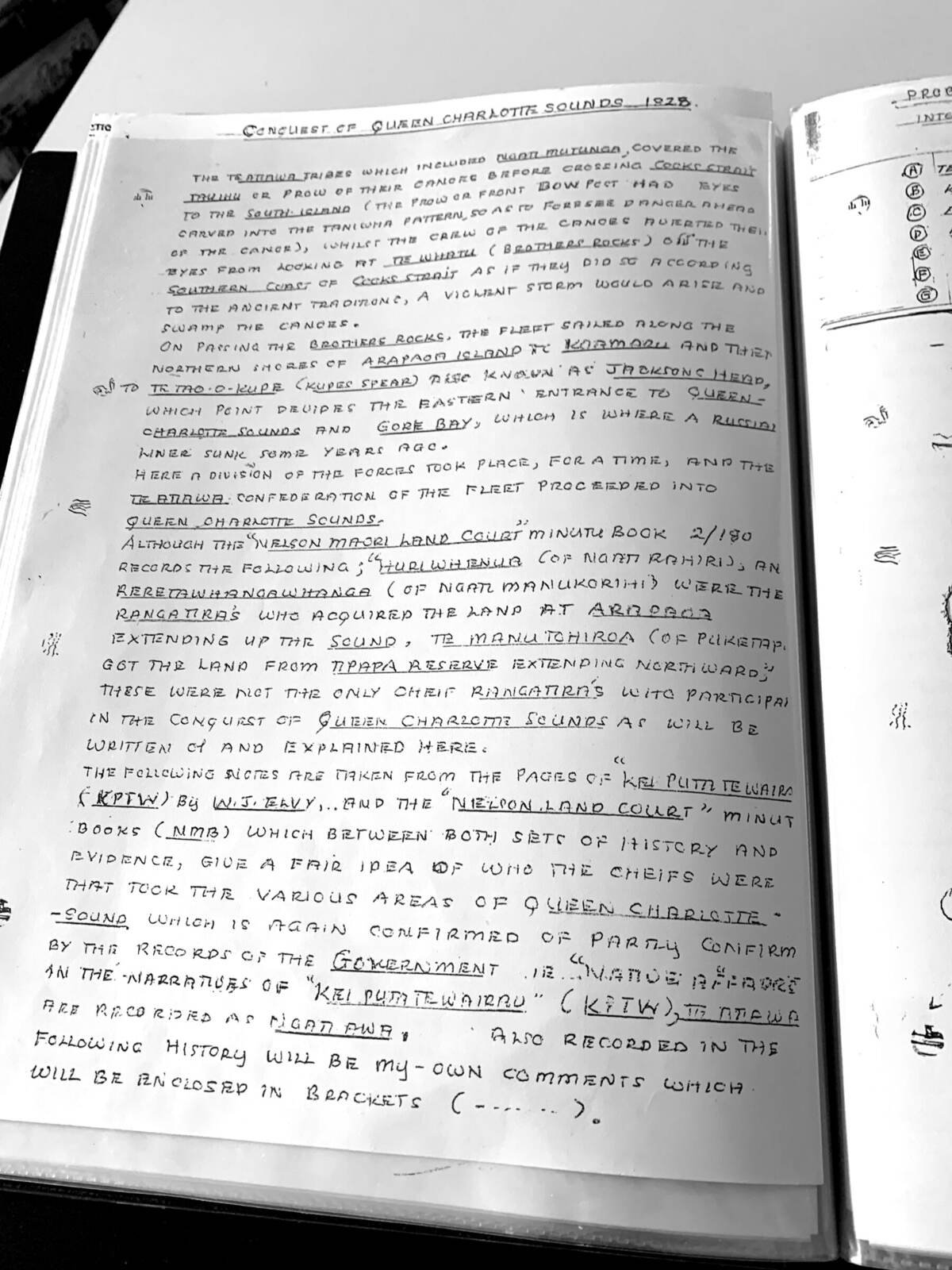 Karen's handwritten whakapapa pages